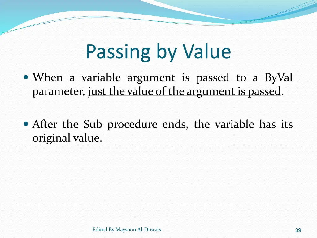 passing by value