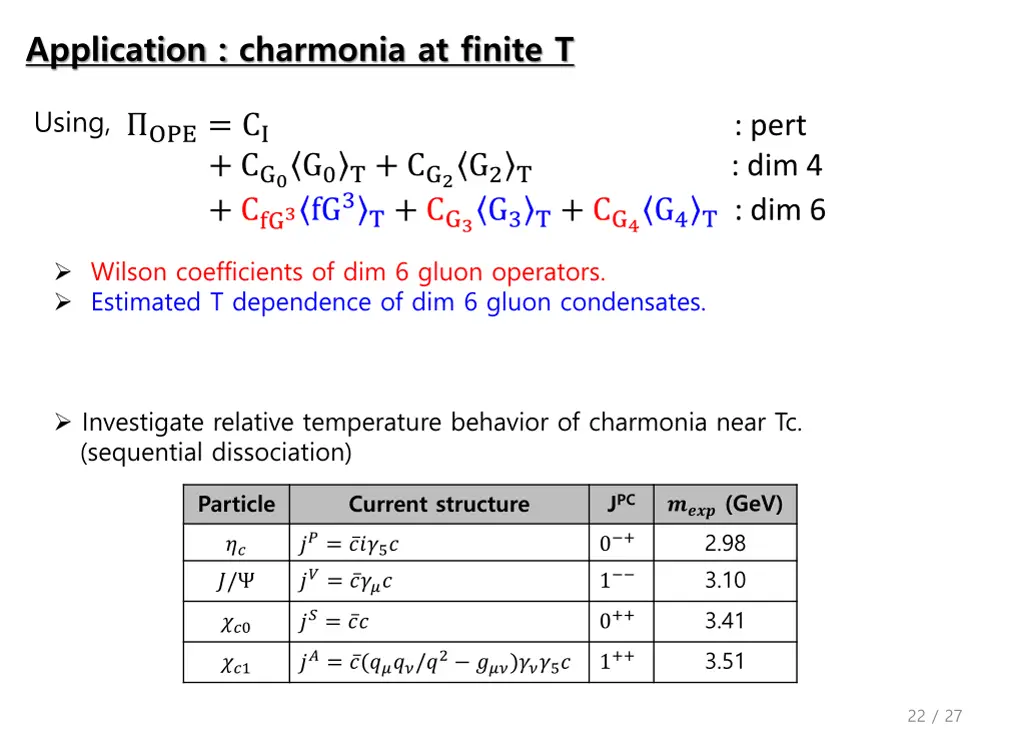 application charmonia at finite t