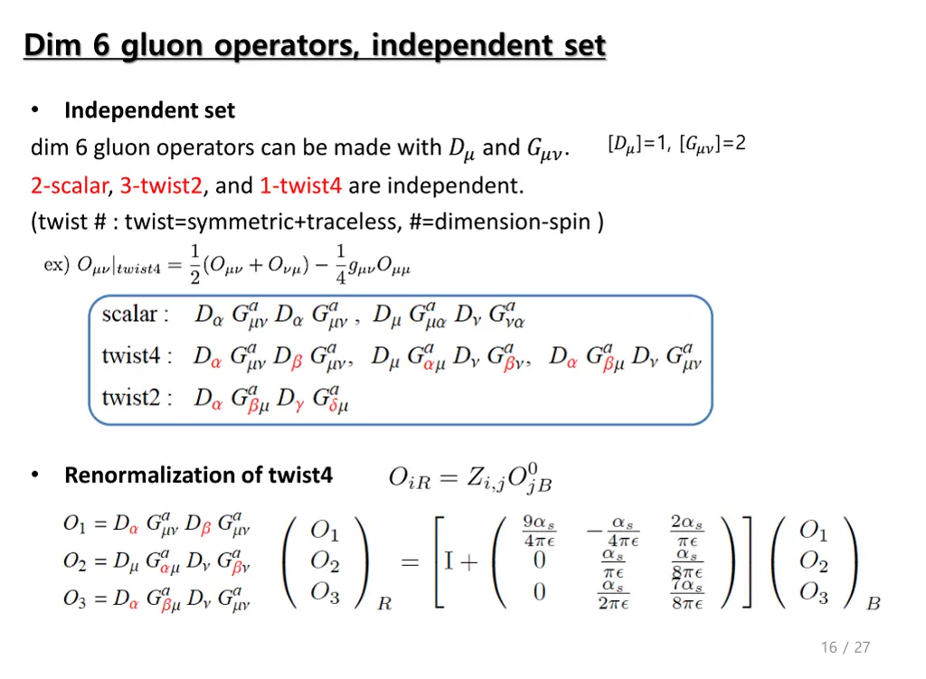 dim 6 gluon operators independent set