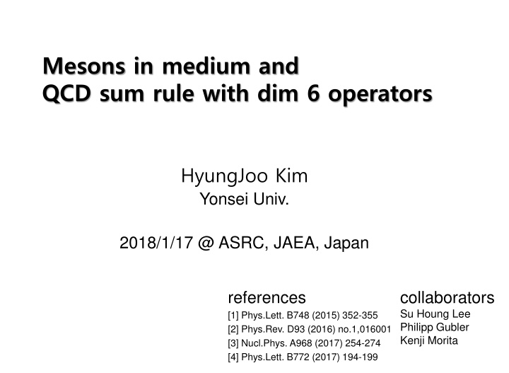 mesons in medium and qcd sum rule with