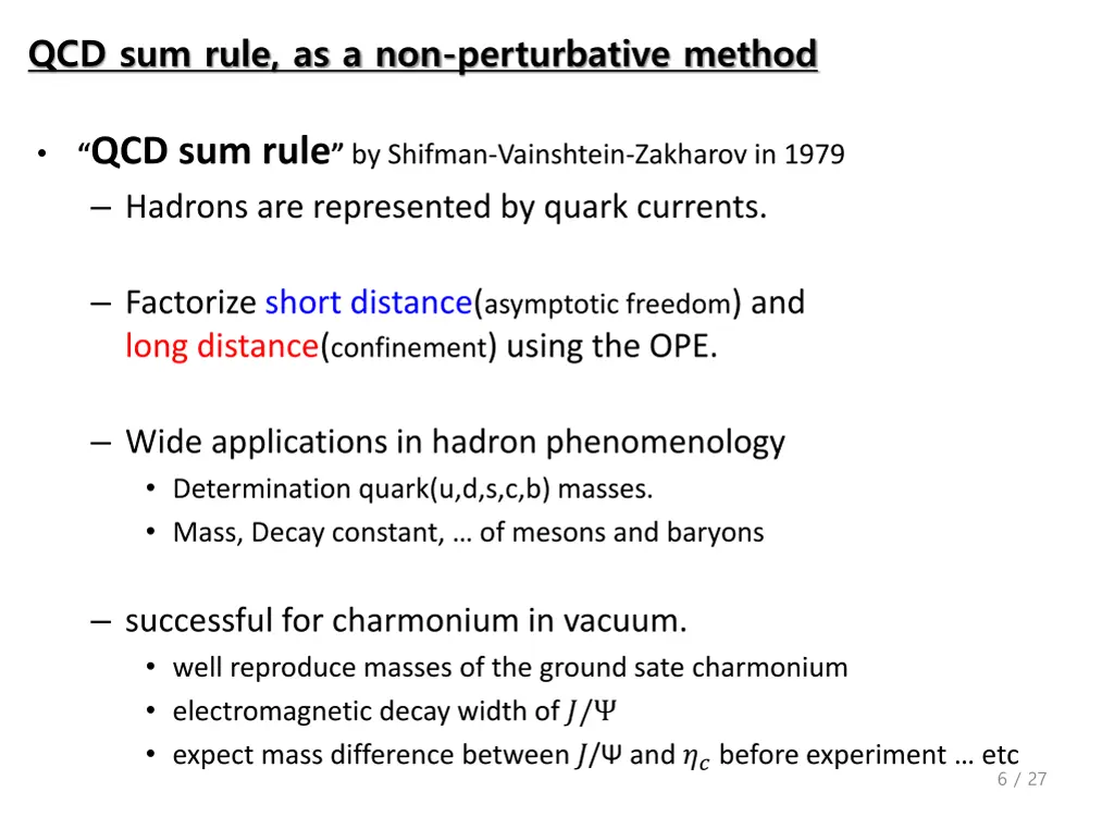 qcd sum rule as a non perturbative method