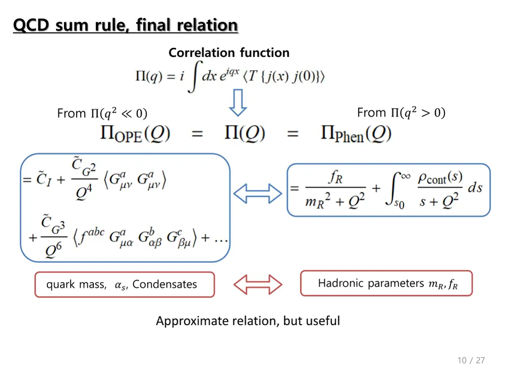 qcd sum rule final relation