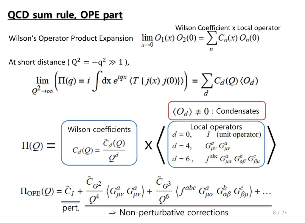 qcd sum rule ope part