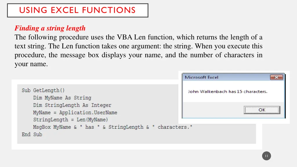 using excel functions 1