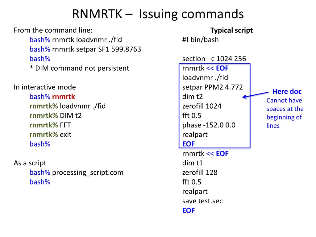 rnmrtk issuing commands