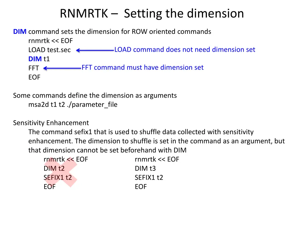 rnmrtk setting the dimension