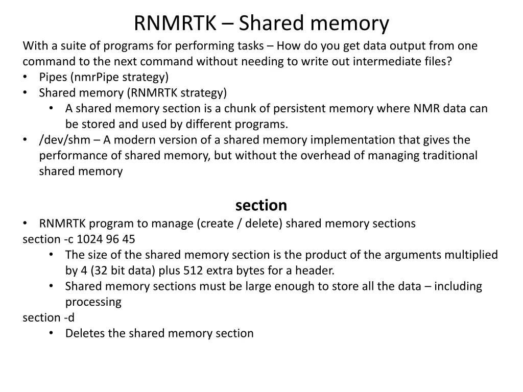 rnmrtk shared memory with a suite of programs