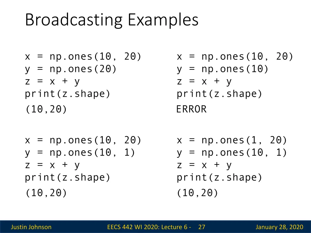 broadcasting examples