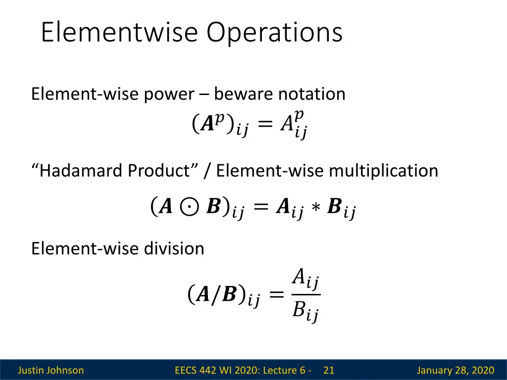 elementwise operations