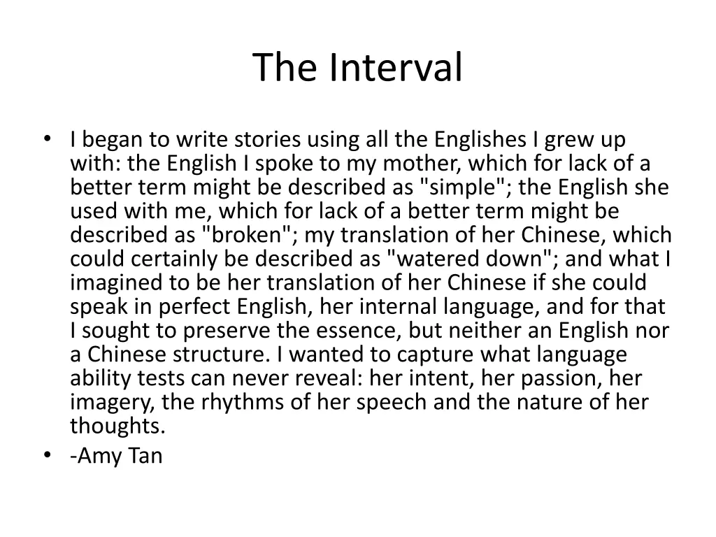 the interval 1