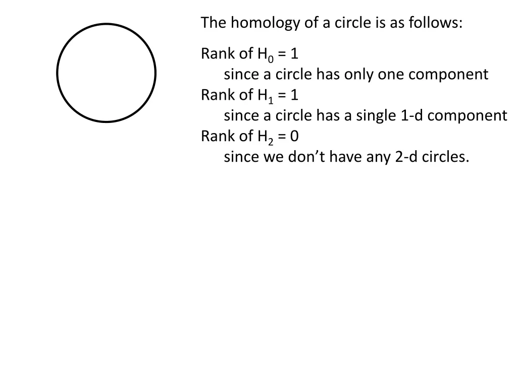 the homology of a circle is as follows