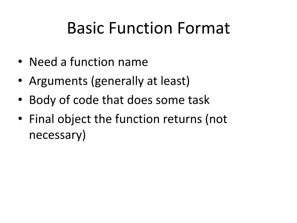 basic function format