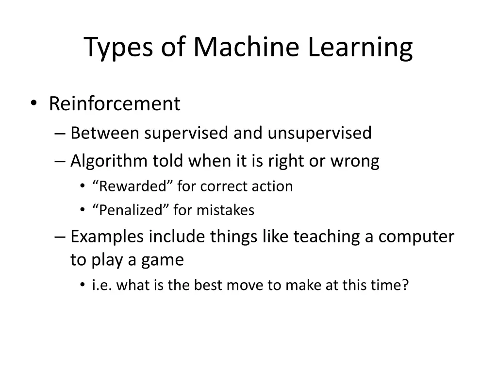 types of machine learning 1