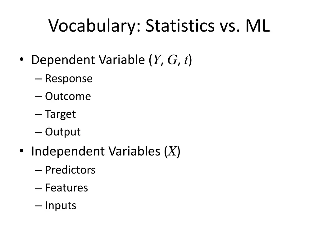 vocabulary statistics vs ml