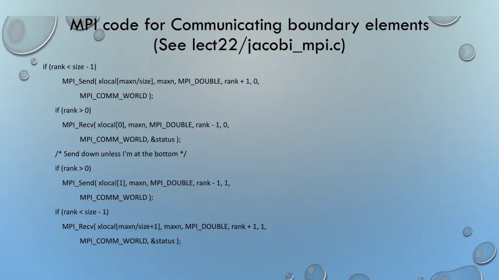 mpi code for communicating boundary elements