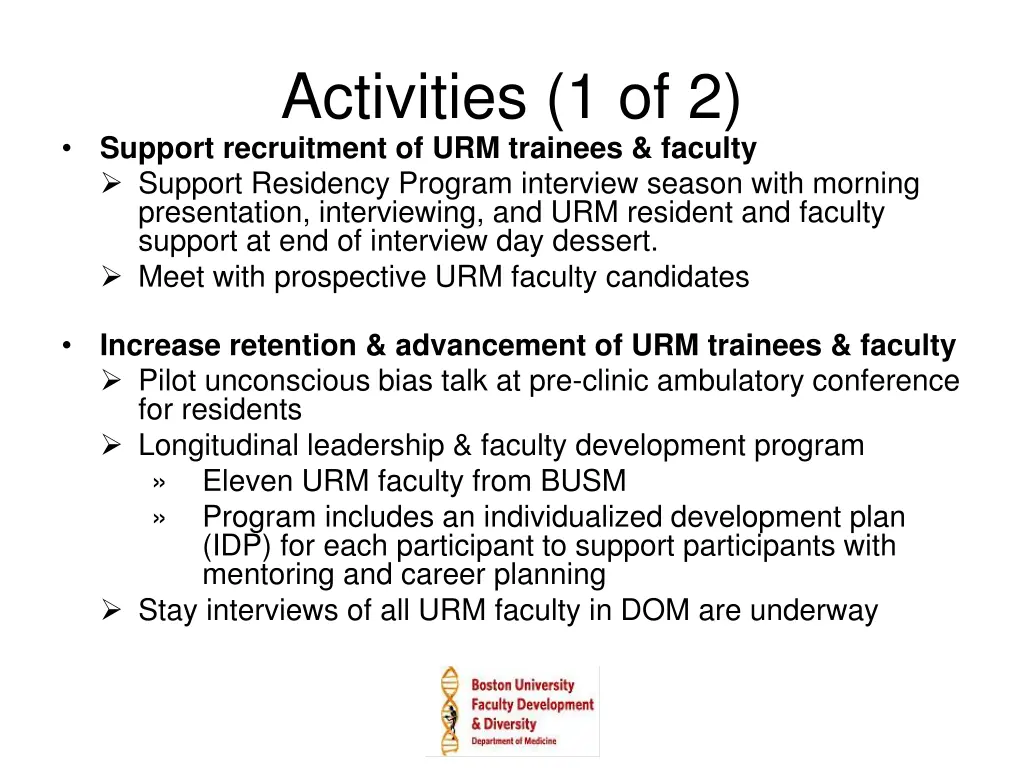 activities 1 of 2 support recruitment