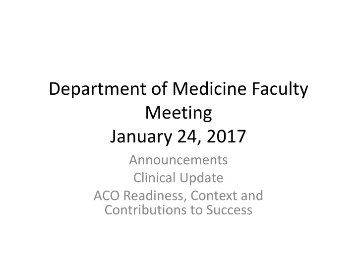 department of medicine faculty meeting january