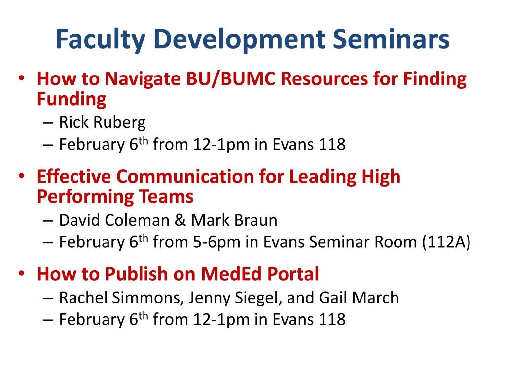 faculty development seminars how to navigate