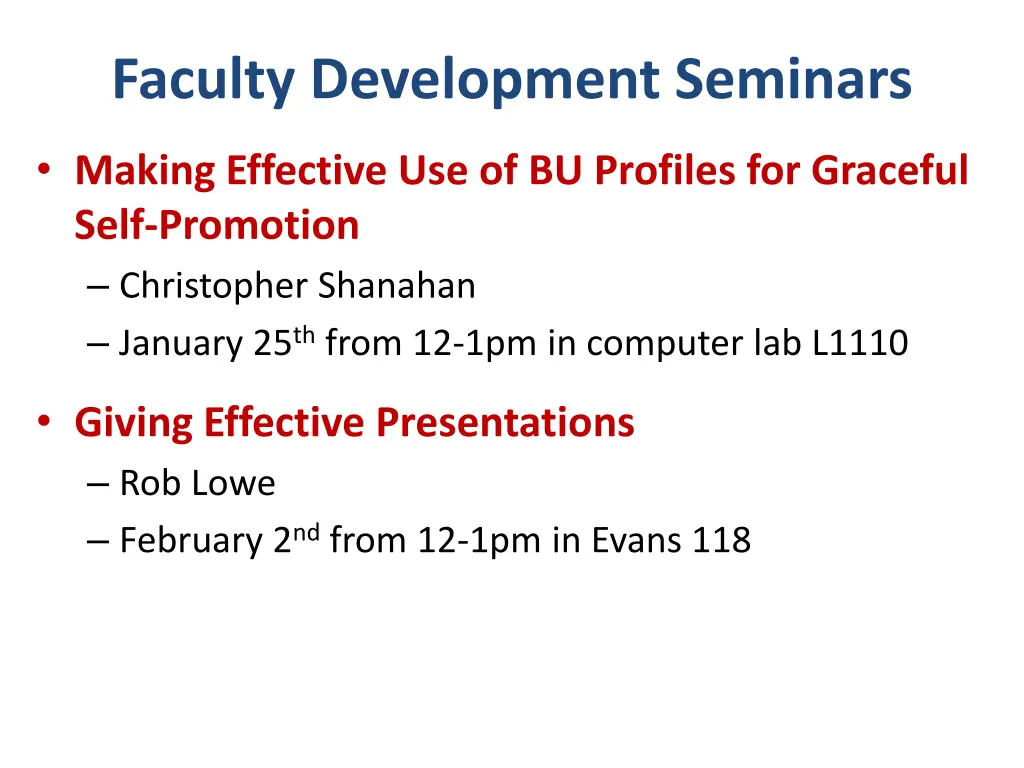 faculty development seminars