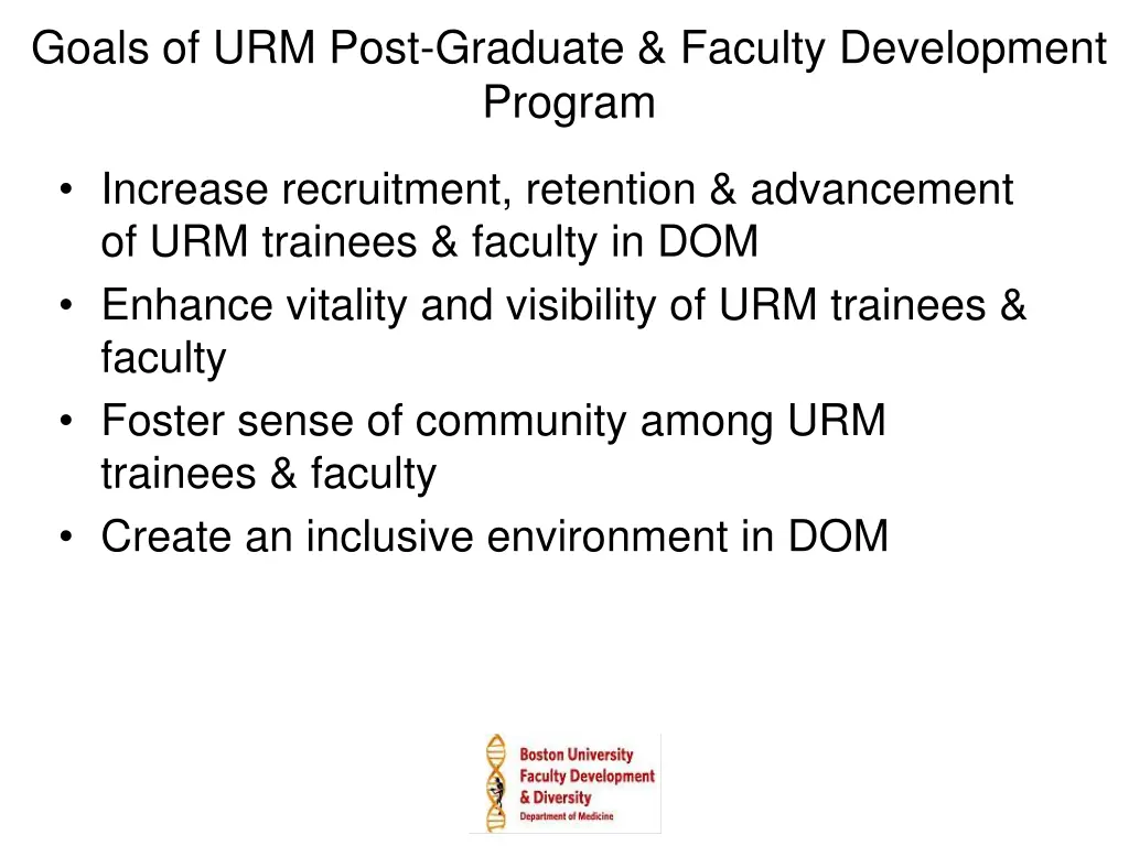 goals of urm post graduate faculty development