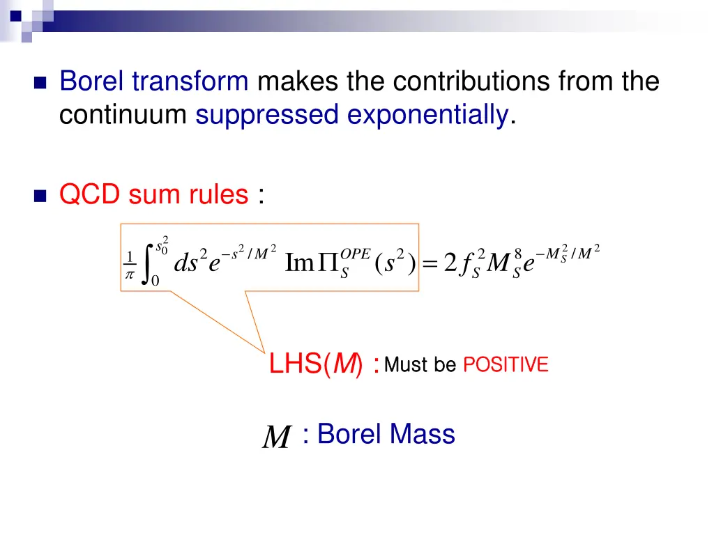 borel transform makes the contributions from