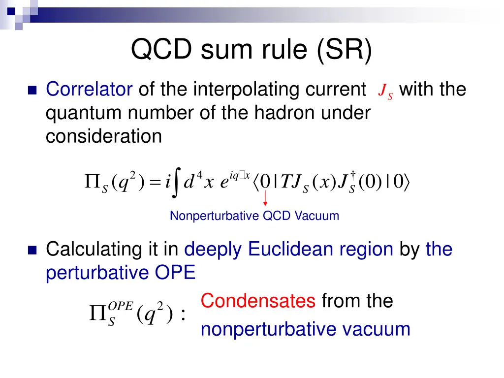 qcd sum rule sr