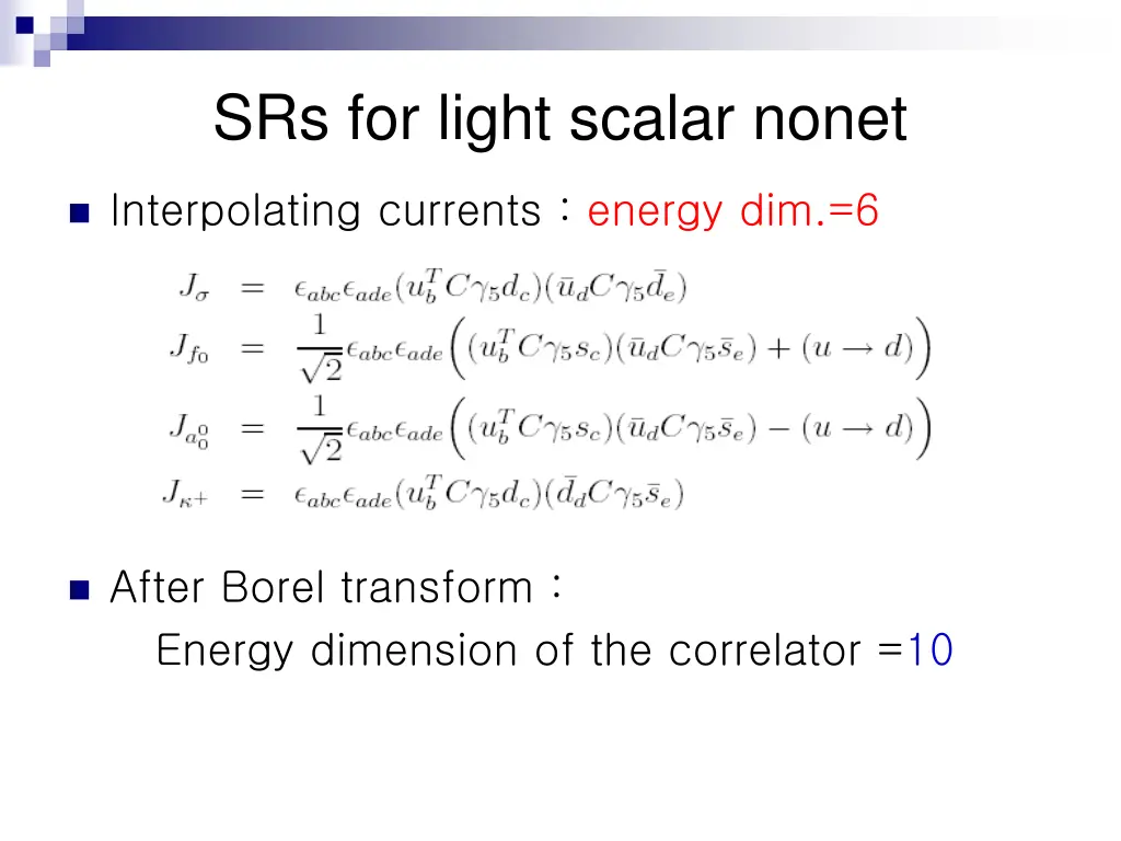 srs for light scalar nonet