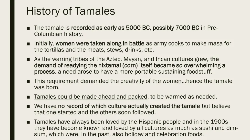 history of tamales