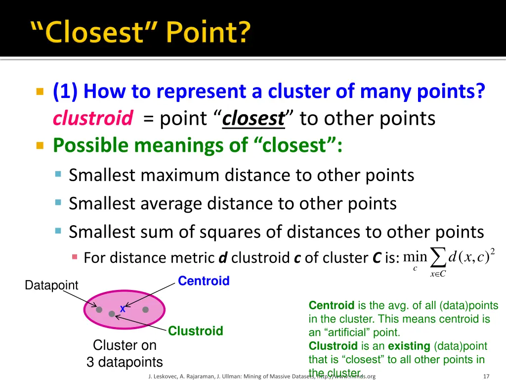 1 how to represent a cluster of many points