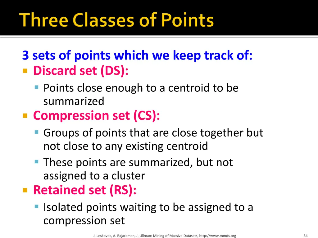 3 sets of points which we keep track of discard