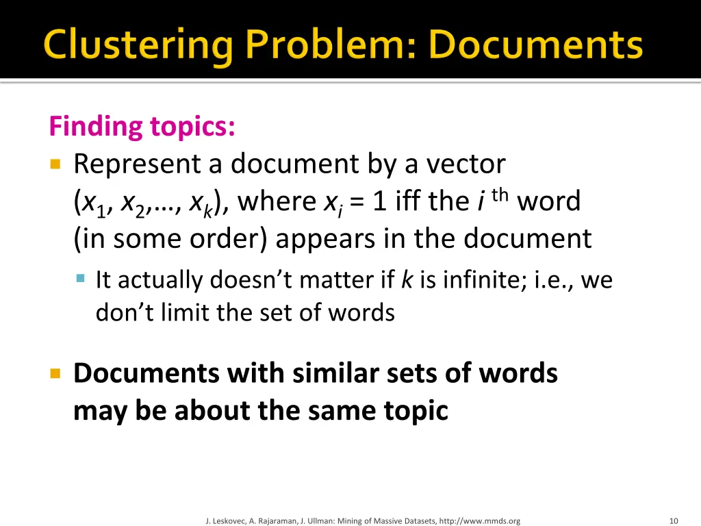 finding topics represent a document by a vector