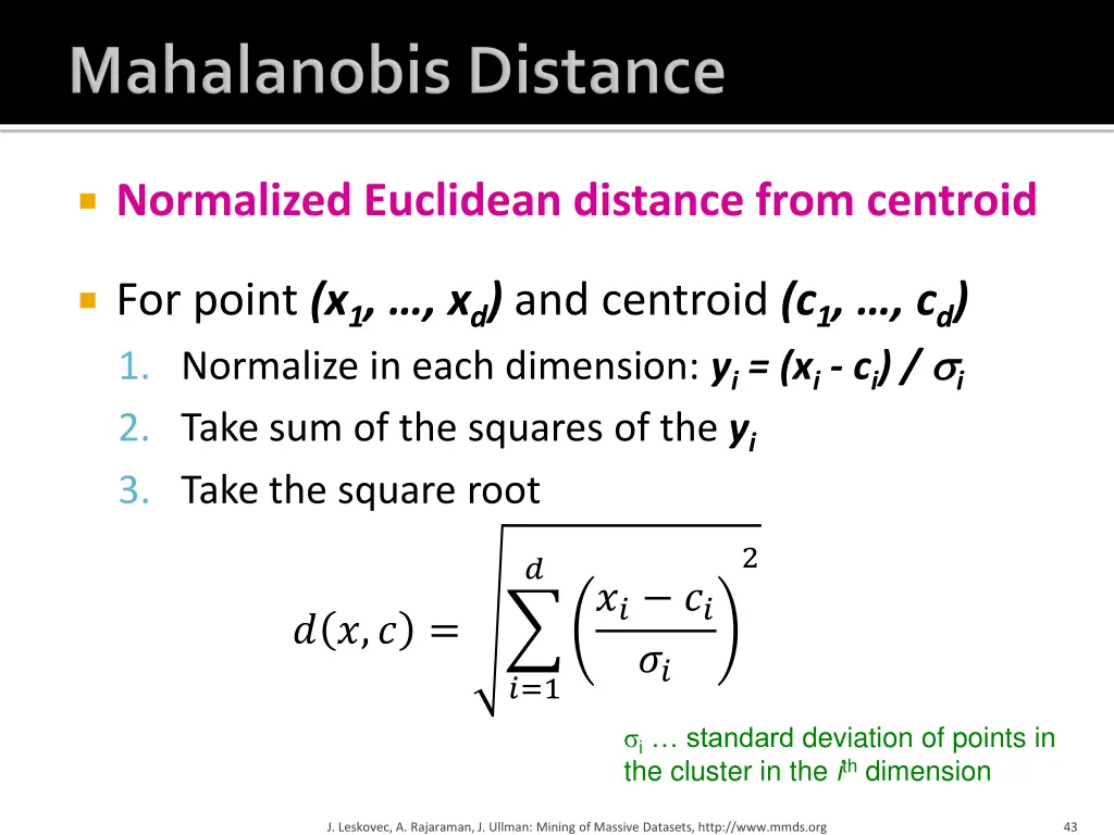 normalized euclidean distance from centroid