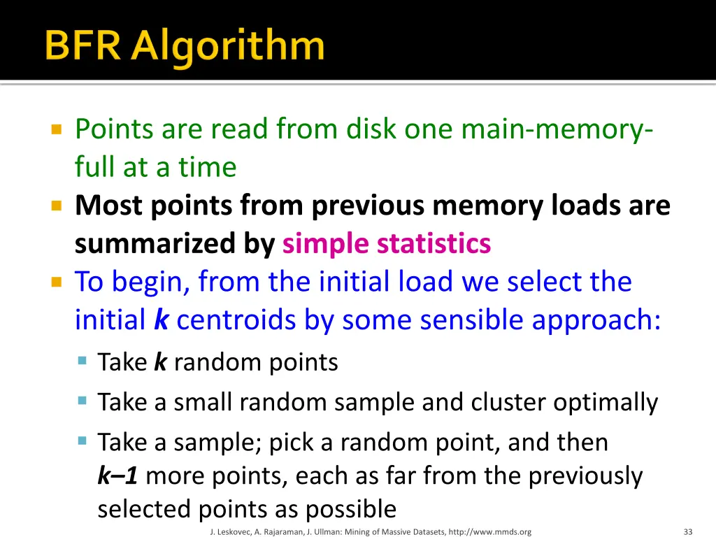 points are read from disk one main memory full