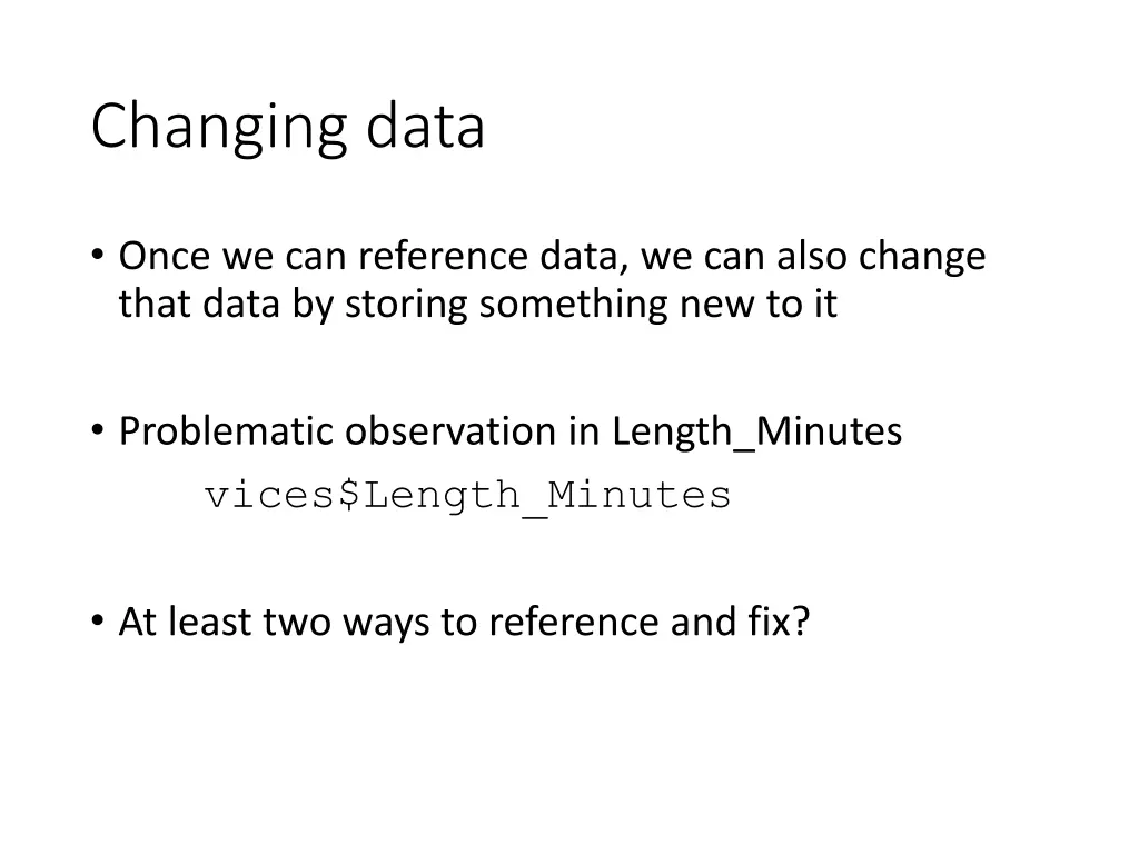 changing data