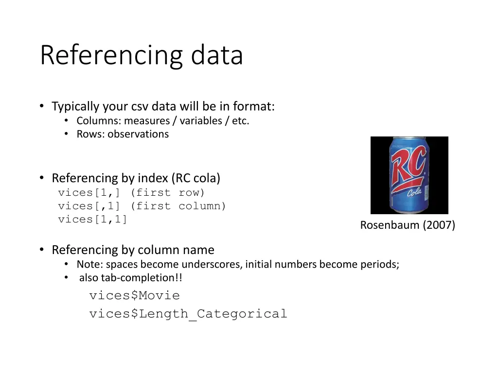 referencing data