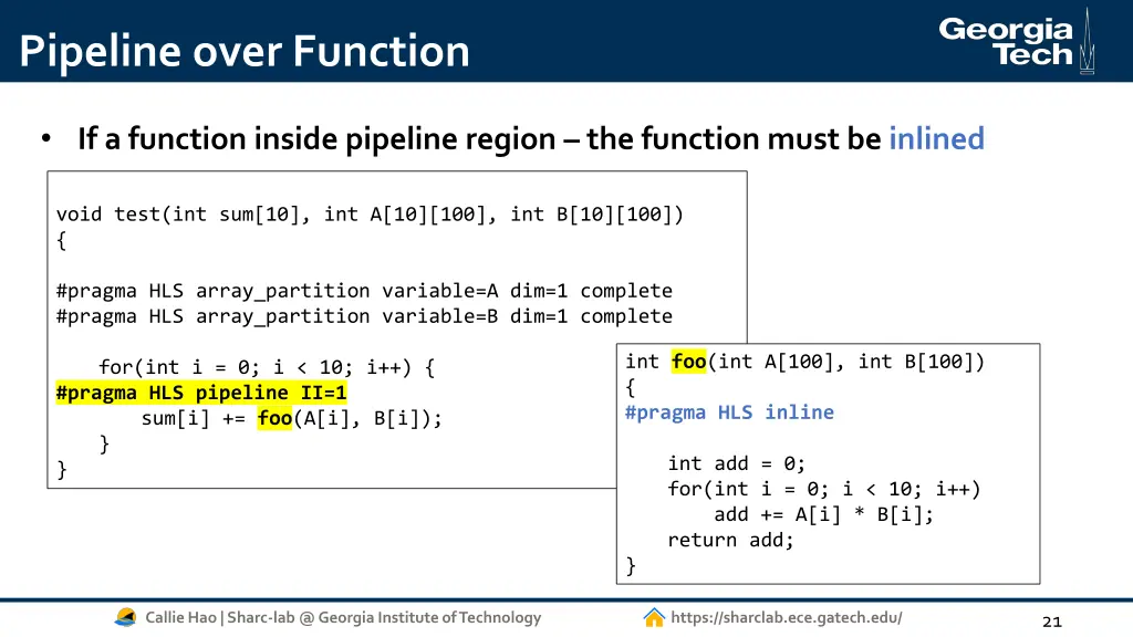 pipeline over function