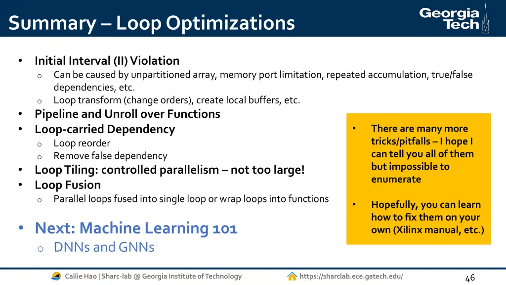 summary loop optimizations