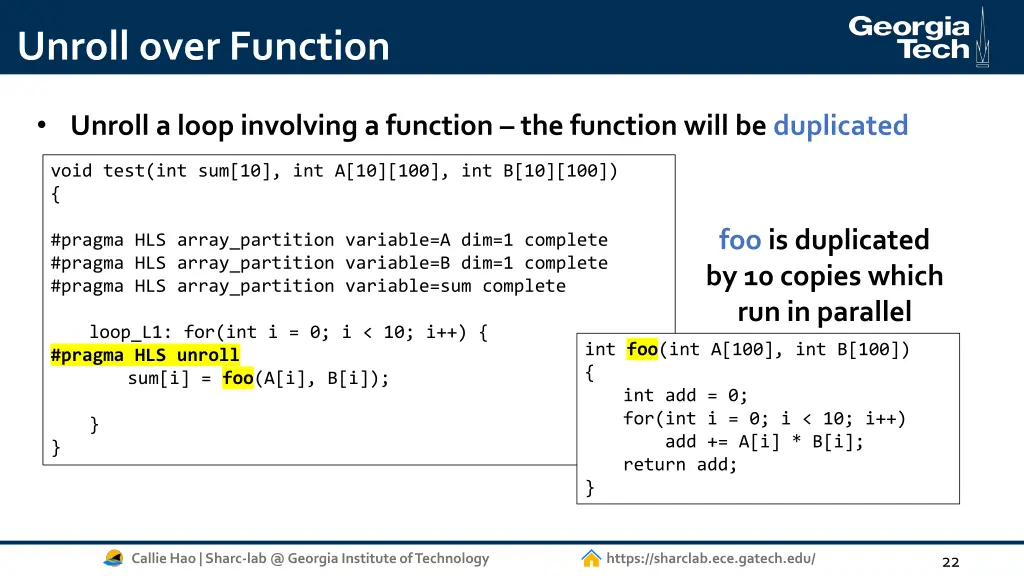 unroll over function