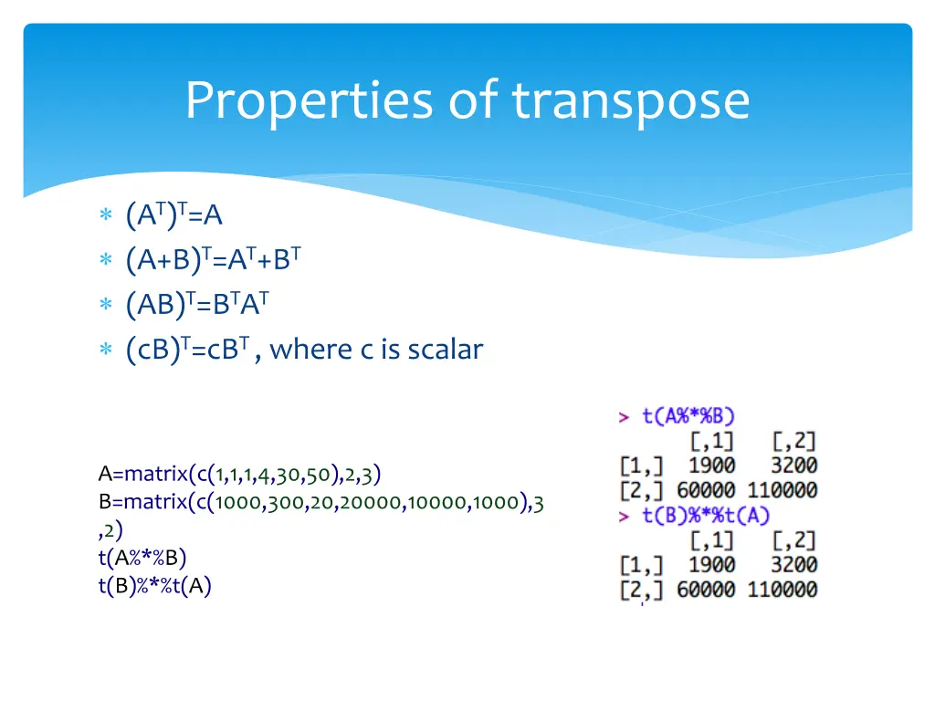 properties of transpose