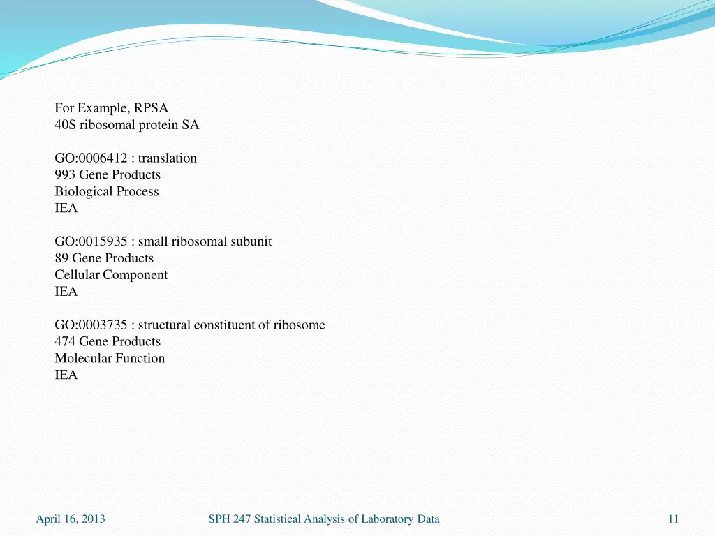 for example rpsa 40s ribosomal protein sa