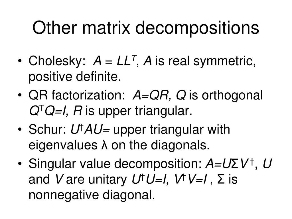 other matrix decompositions