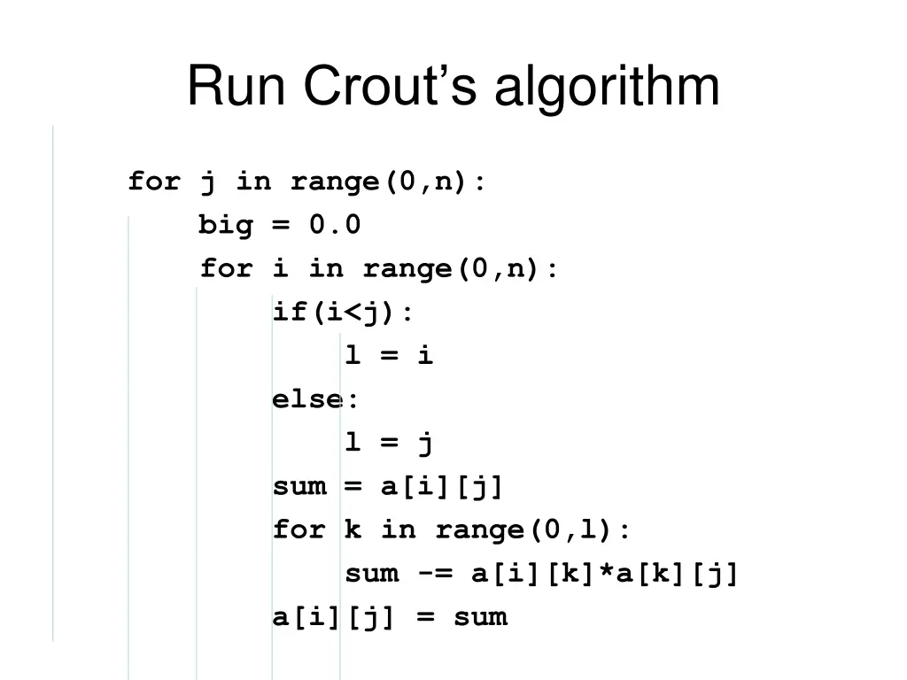 run crout s algorithm