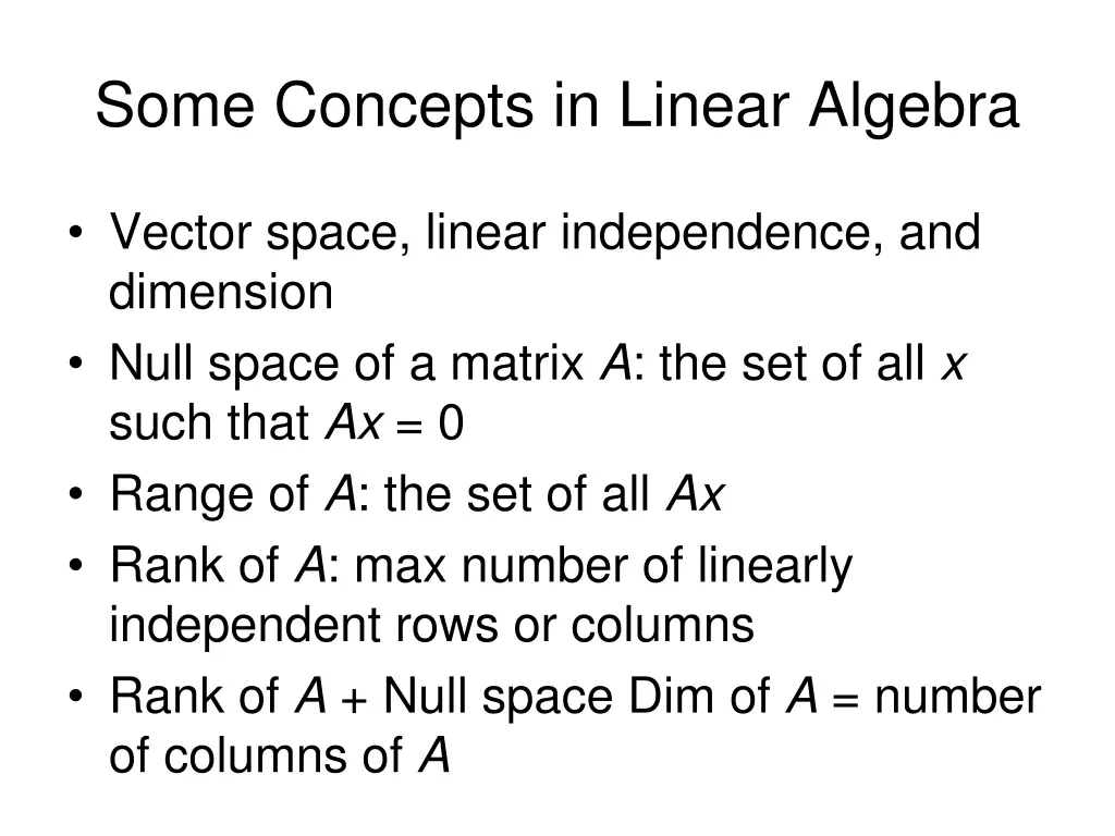 some concepts in linear algebra