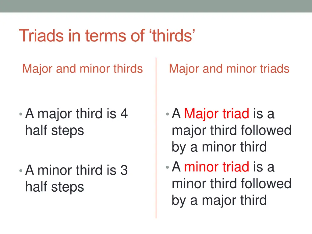 triads in terms of thirds