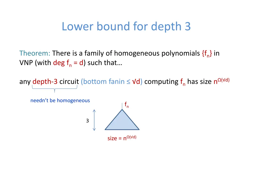 lower bound for depth 3 1