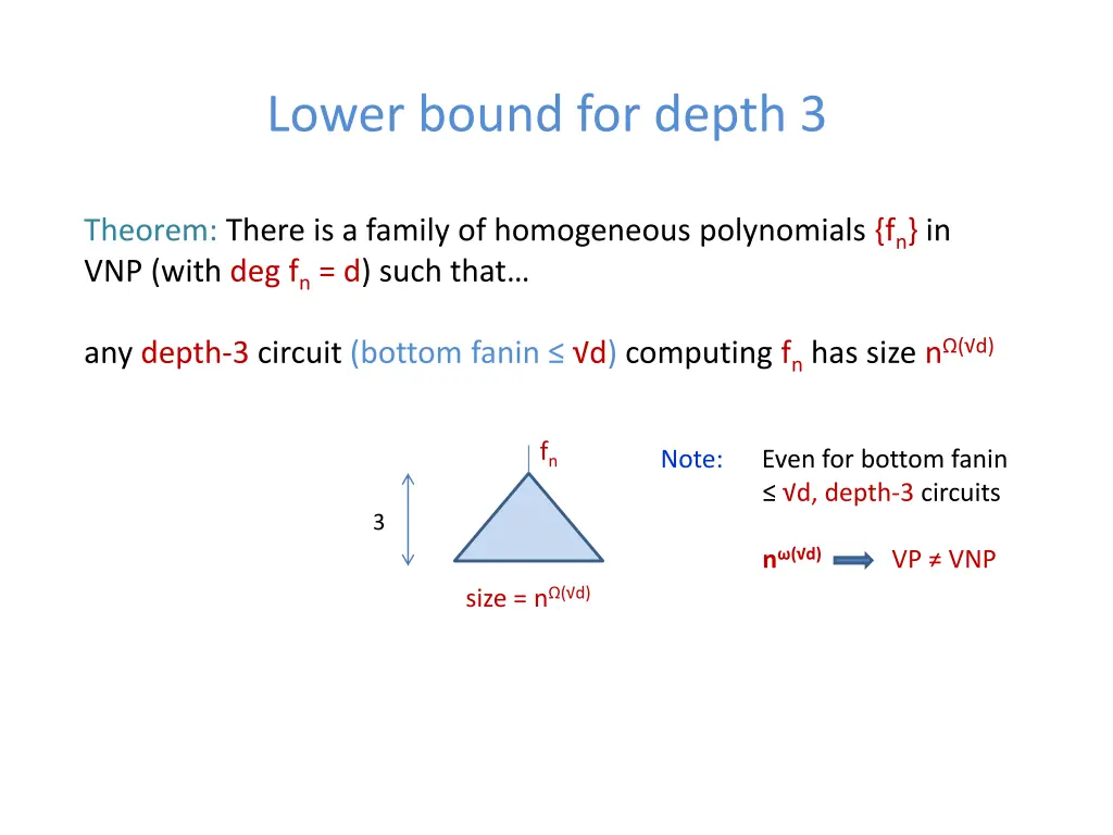 lower bound for depth 3 2