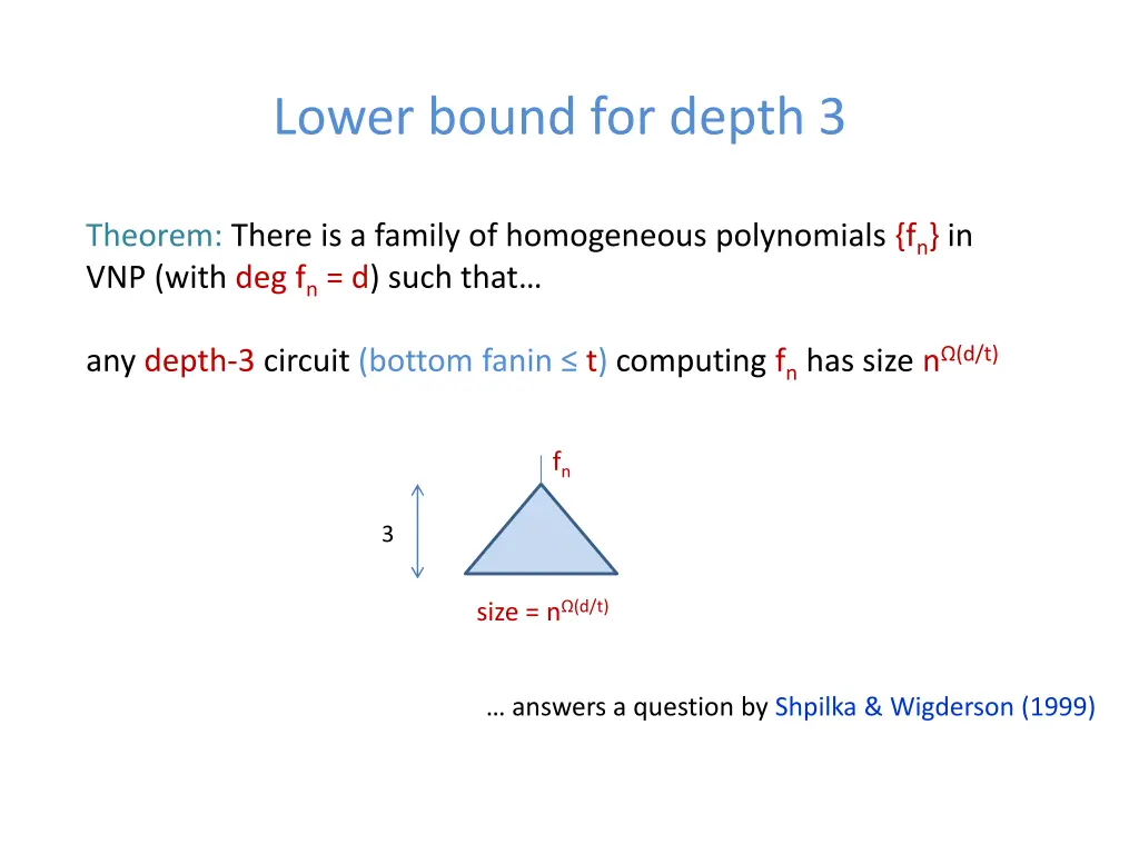 lower bound for depth 3 4