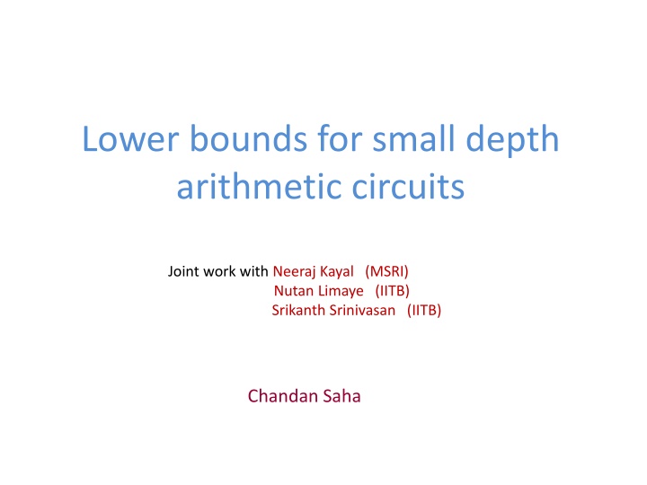 lower bounds for small depth arithmetic circuits