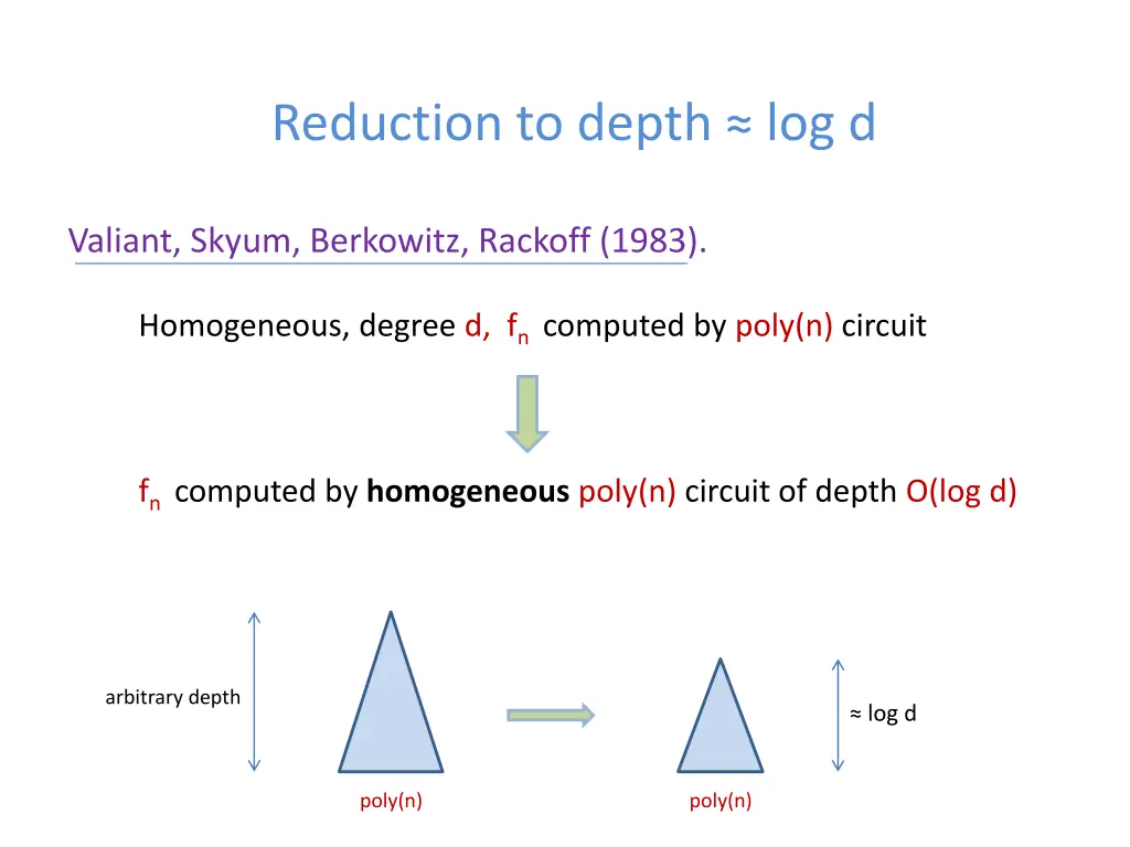 reduction to depth log d