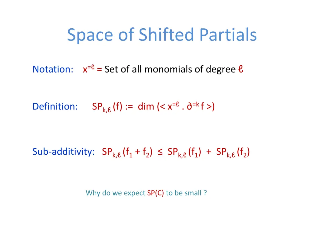 space of shifted partials 1